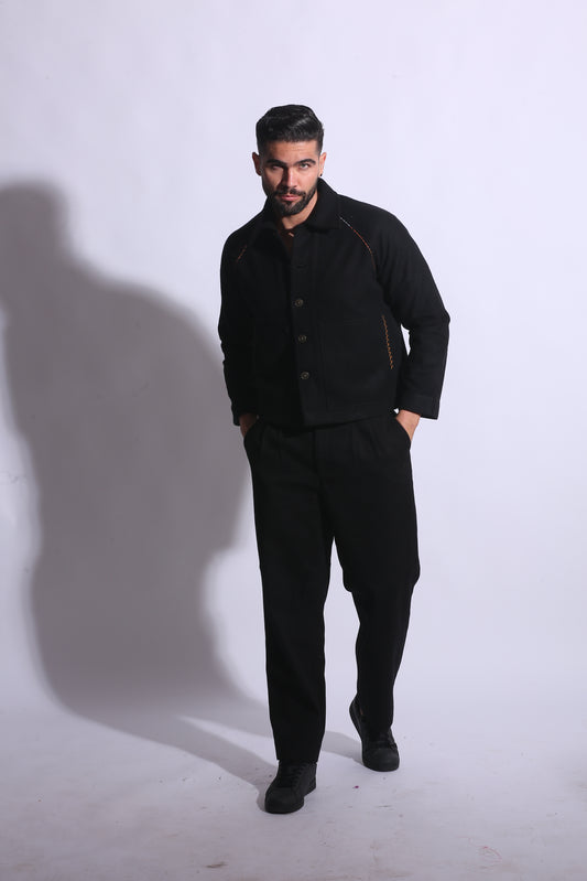 KNOX CONTRAST STITCH JACKET black colour