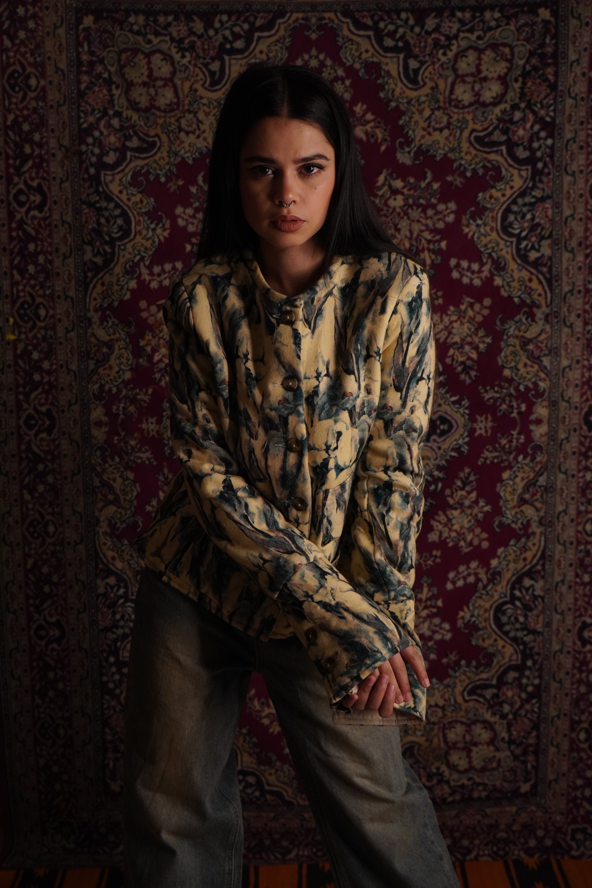 This piece of clothing has been referred to on the Bee as the “Noor women’s 
multicolored fleece wool quilted jacket with warm quilting.” A fashionable fleece quilted 
wool coat in a shocking colorful panels for women