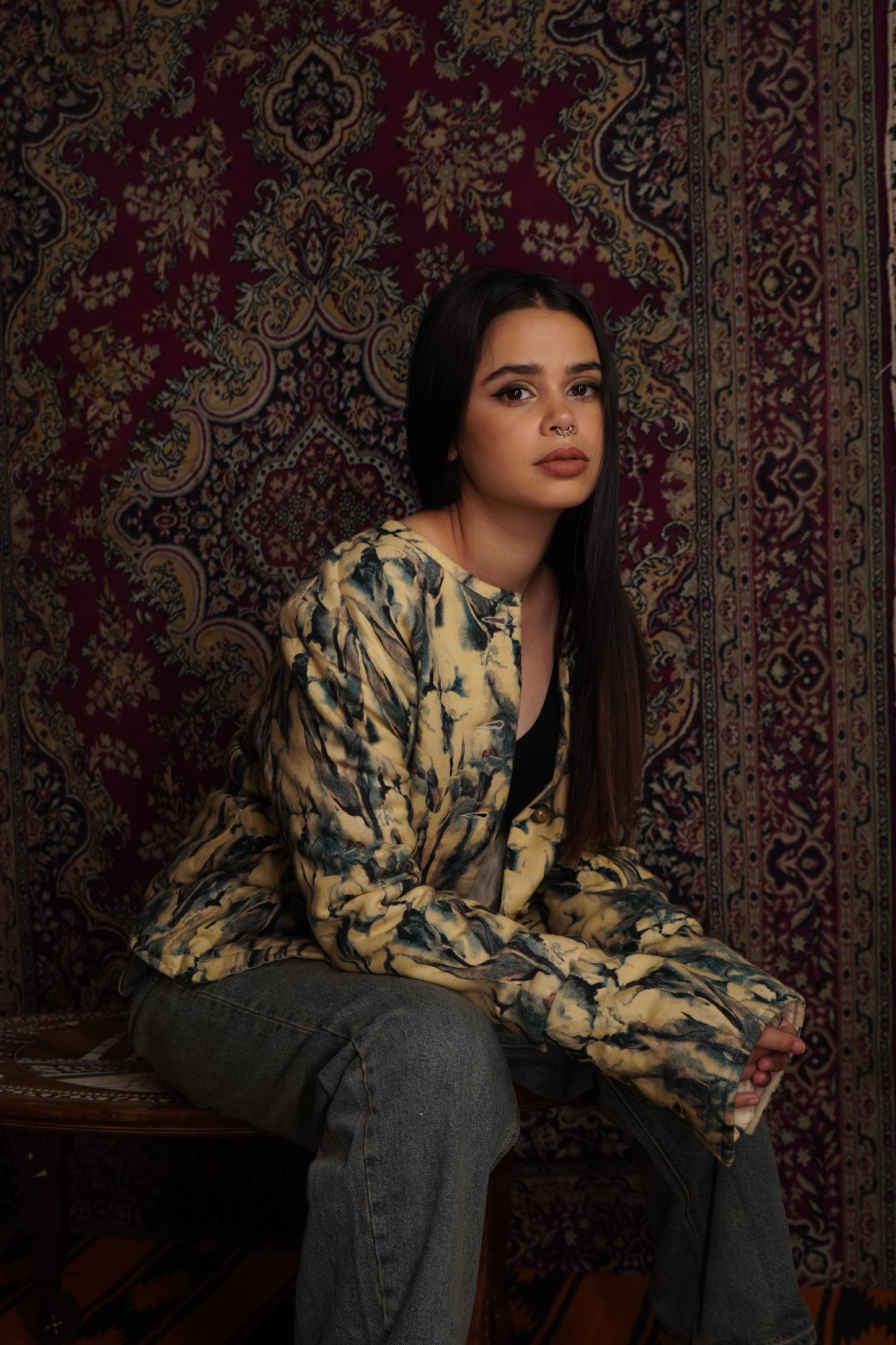 This piece of clothing has been referred to on the Bee as the “Noor women’s 
multicolored fleece wool quilted jacket with warm quilting.” A fashionable fleece quilted 
wool coat in a shocking colorful panels for women