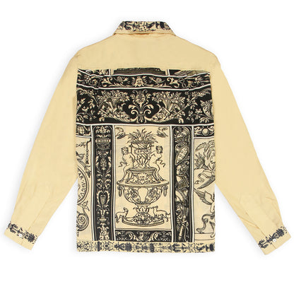 “Men’s 100 percent silk printed vintage-style shirt for statement looks” 